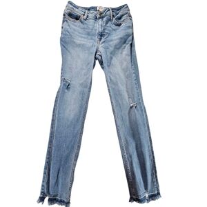 Candace Cameron BureBlue Straight Leg Jeans with Distressed Hem Size 2